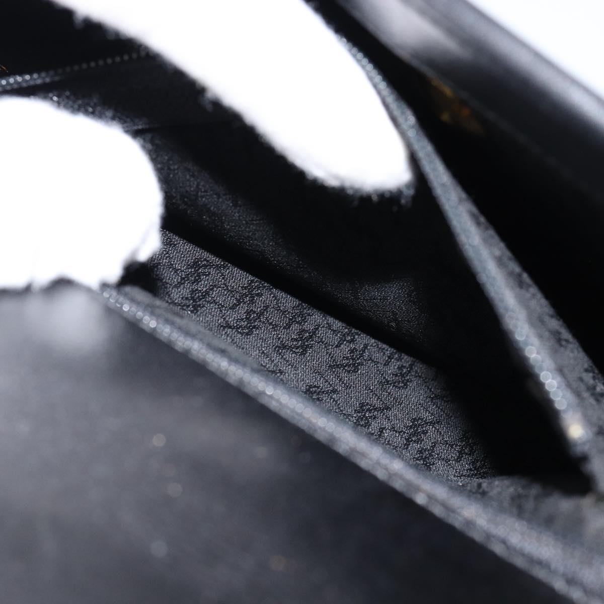 SAINT LAURENT Hand Bag Leather Black Gold Auth mr1566