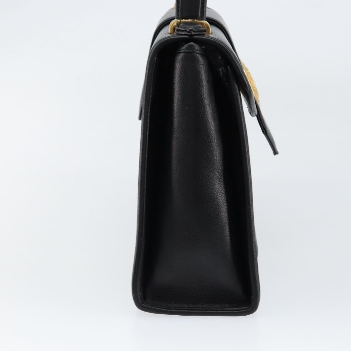 SAINT LAURENT Hand Bag Leather Black Gold Auth mr1566