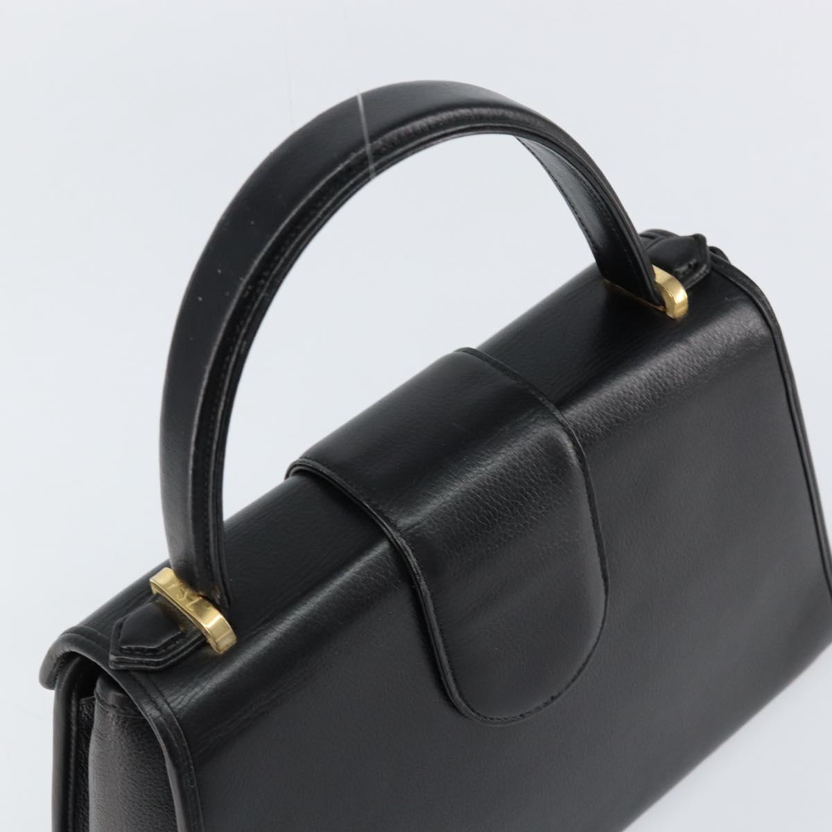 SAINT LAURENT Hand Bag Leather Black Gold Auth mr1566