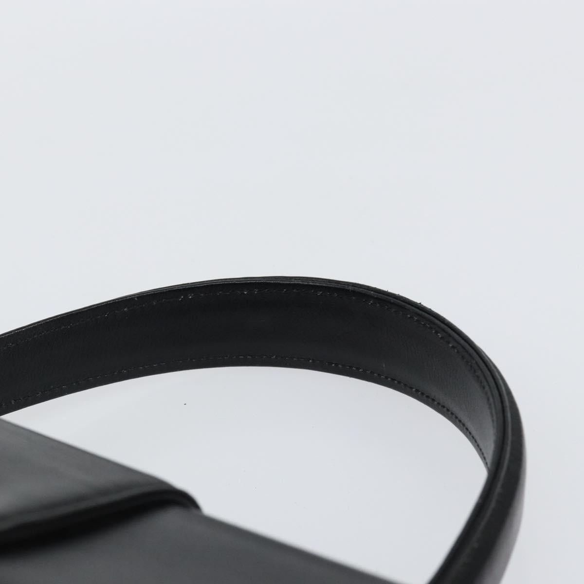 SAINT LAURENT Hand Bag Leather Black Gold Auth mr1566