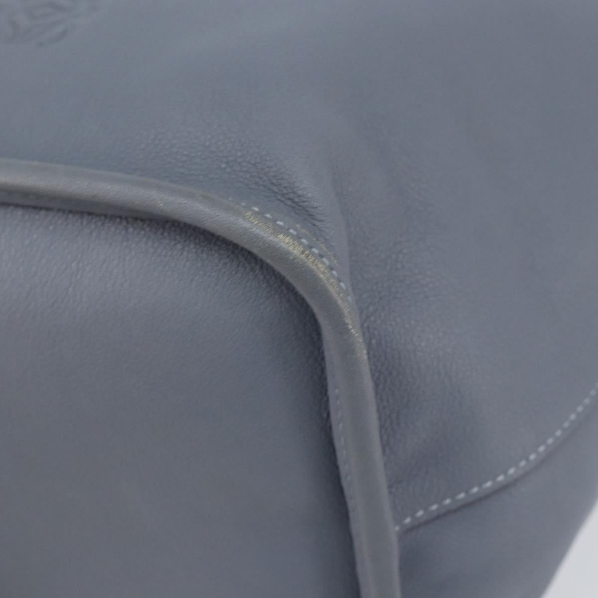 LOEWE Anagram Shoulder Bag Leather Blue Gold Auth mr1567