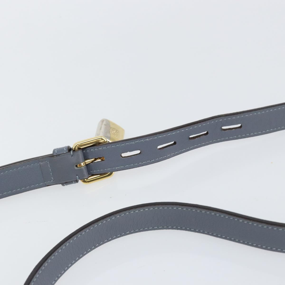 LOEWE Anagram Shoulder Bag Leather Blue Gold Auth mr1567