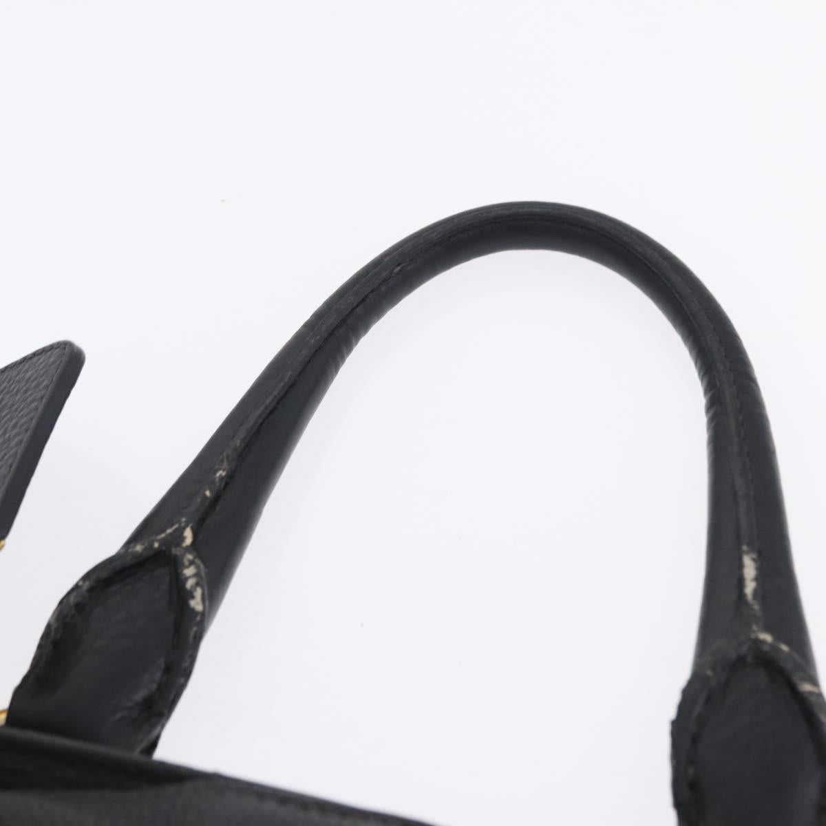 PRADA Hand Bag Leather 2way Black Gold Auth mr1569