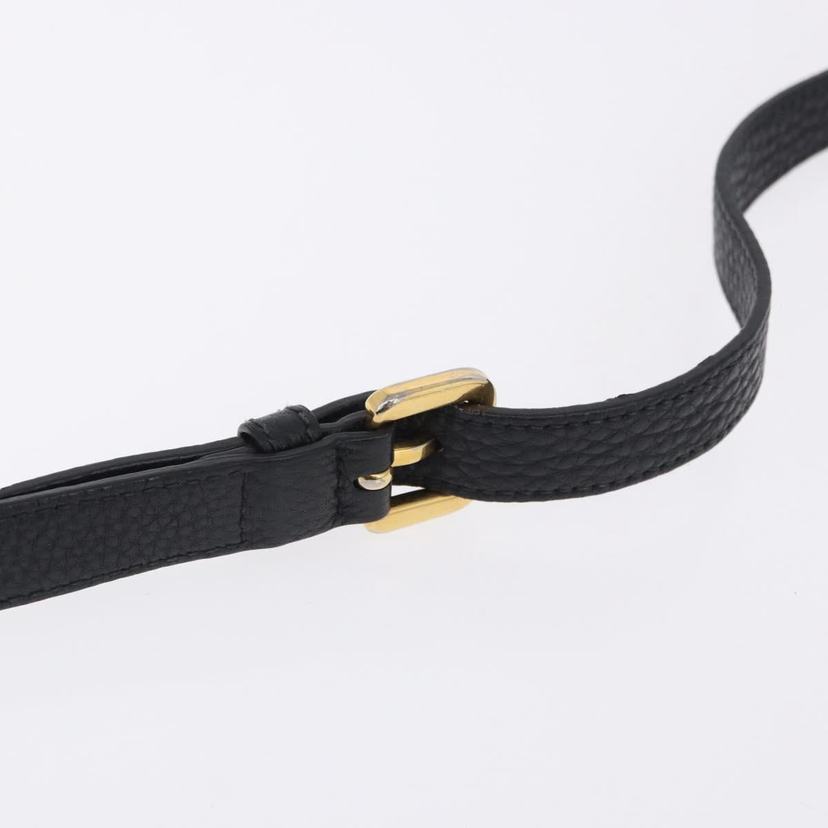 PRADA Hand Bag Leather 2way Black Gold Auth mr1569