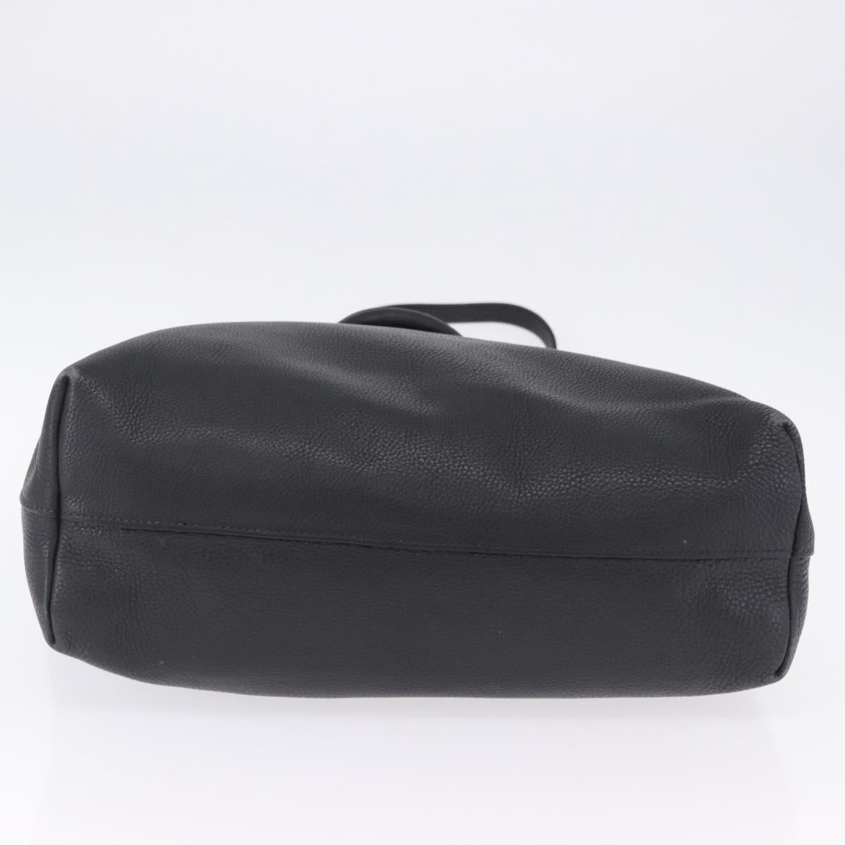 PRADA Hand Bag Leather 2way Black Gold Auth mr1569