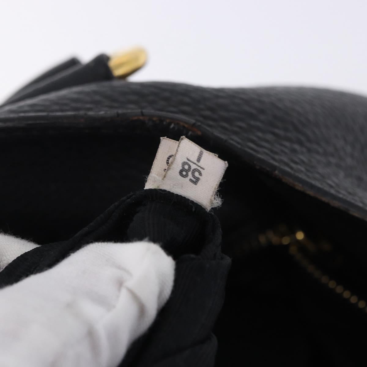 PRADA Hand Bag Leather 2way Black Gold Auth mr1569