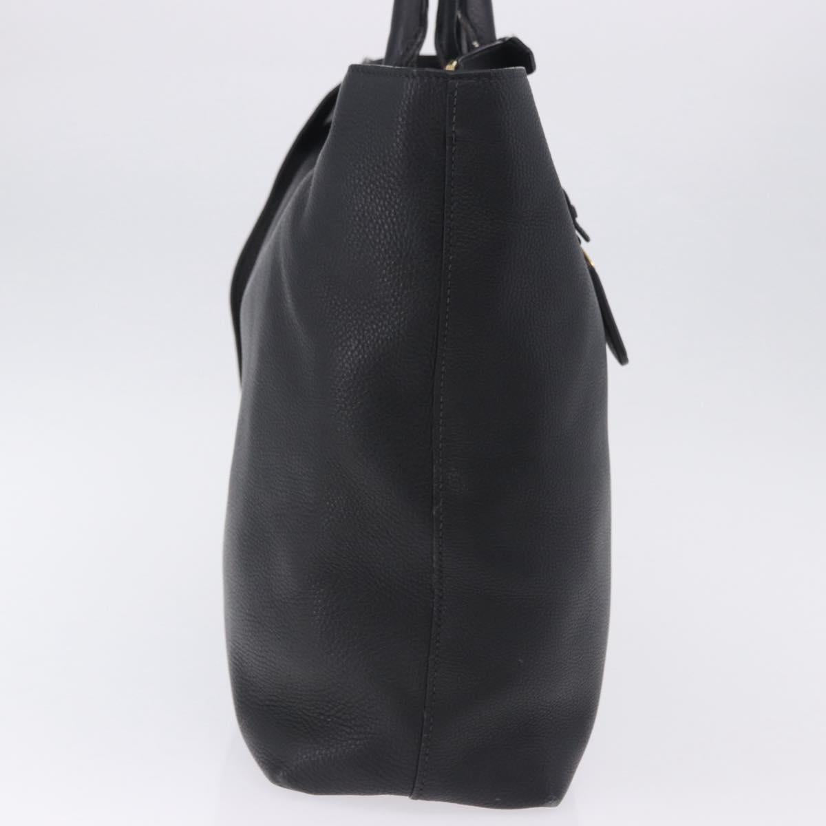 PRADA Hand Bag Leather 2way Black Gold Auth mr1569