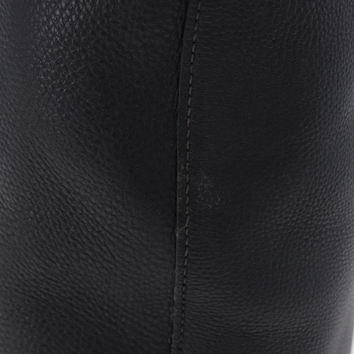 PRADA Hand Bag Leather 2way Black Gold Auth mr1569