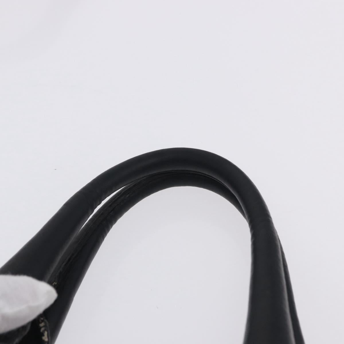 PRADA Hand Bag Leather 2way Black Gold Auth mr1569