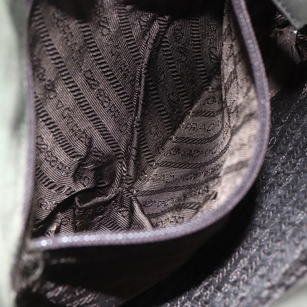 PRADA Hand Bag Nylon Khaki Silver Auth mr1570