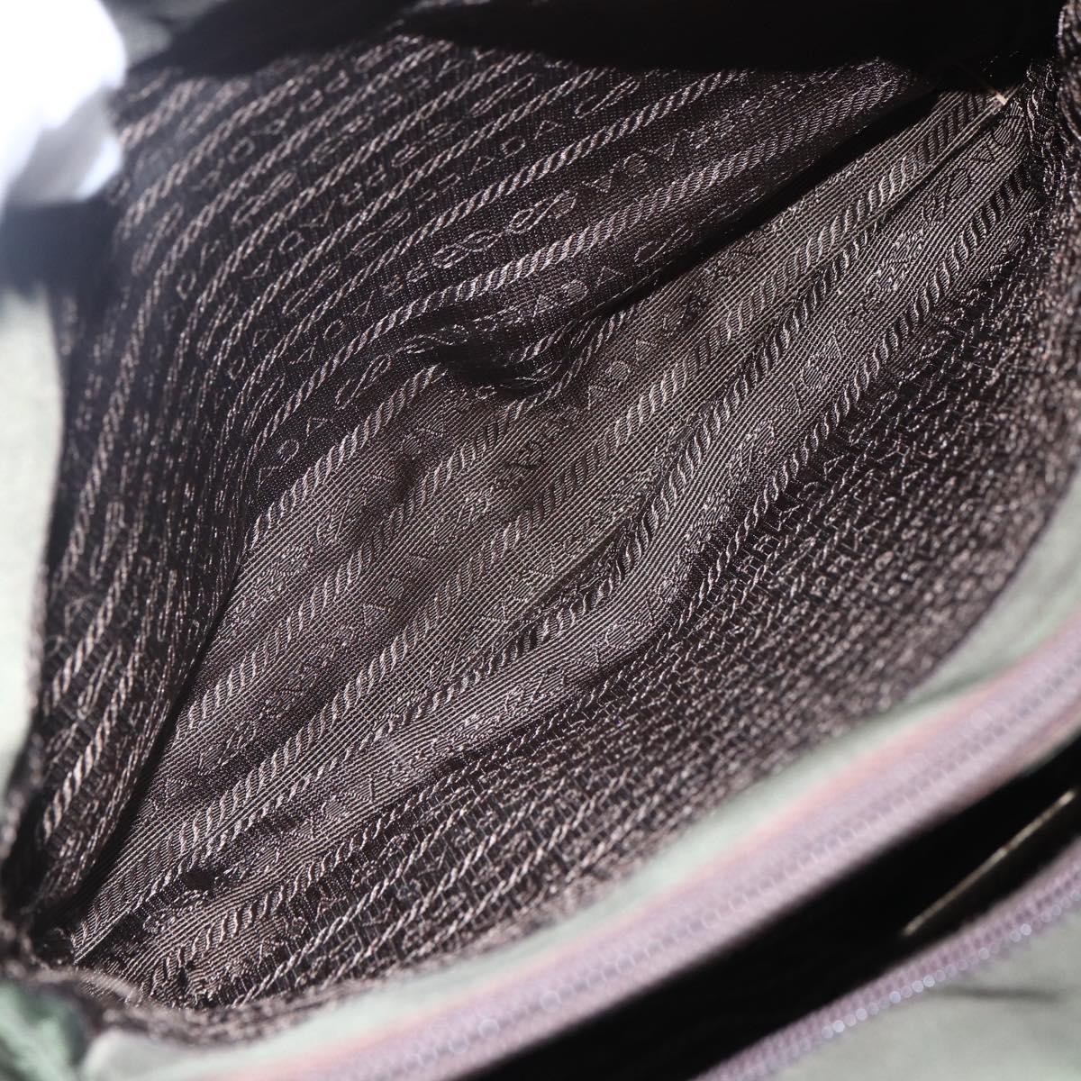 PRADA Hand Bag Nylon Khaki Silver Auth mr1570