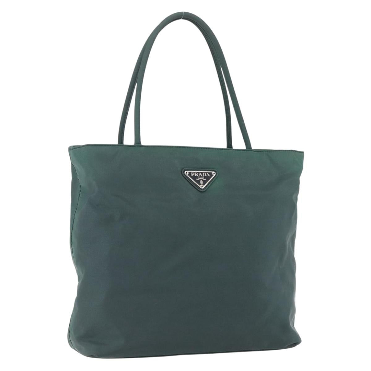 PRADA Hand Bag Nylon Green Silver Auth mr1571