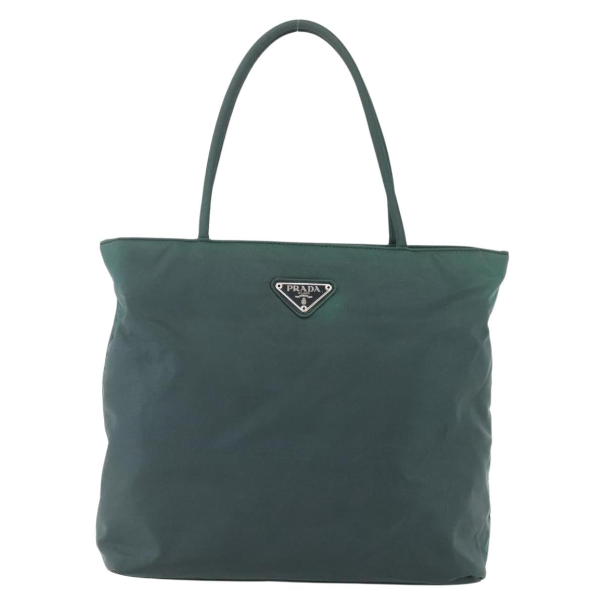 PRADA Hand Bag Nylon Green Silver Auth mr1571