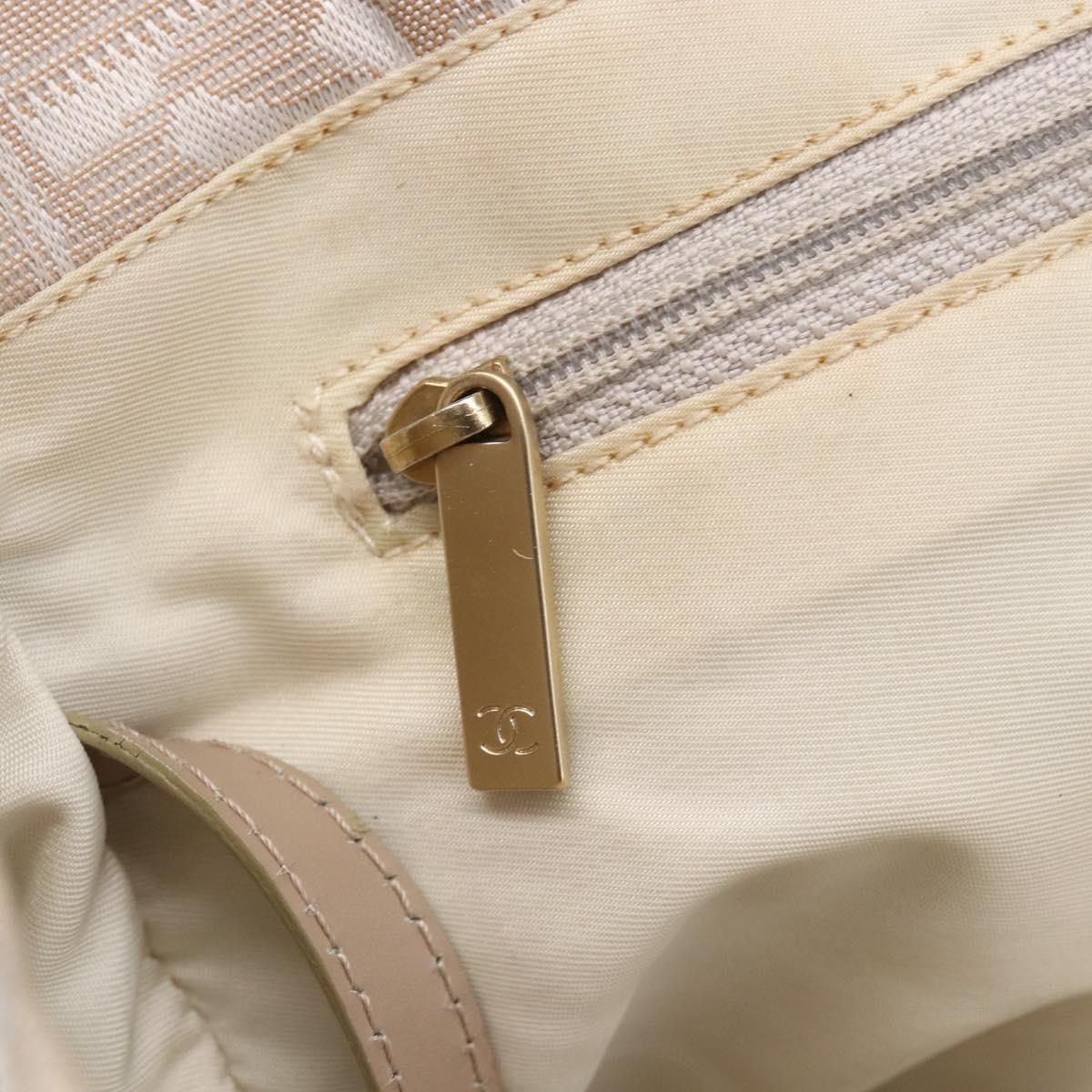 CHANEL New Travel Line Tote Bag Nylon Beige Gold CC Auth mr1575