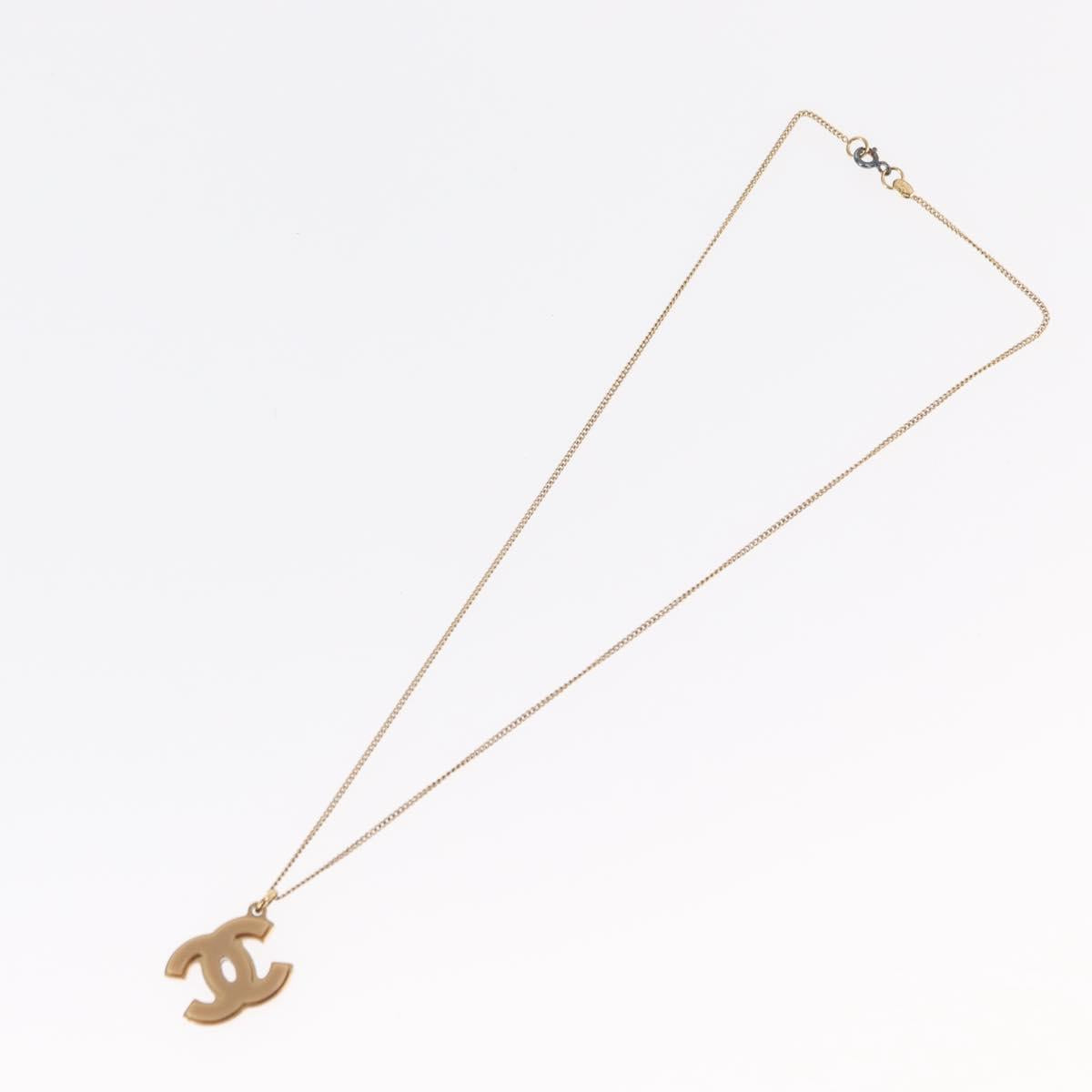 CHANEL COCO Mark Reversible Necklace Metal Gold Tone CC Auth mr1576