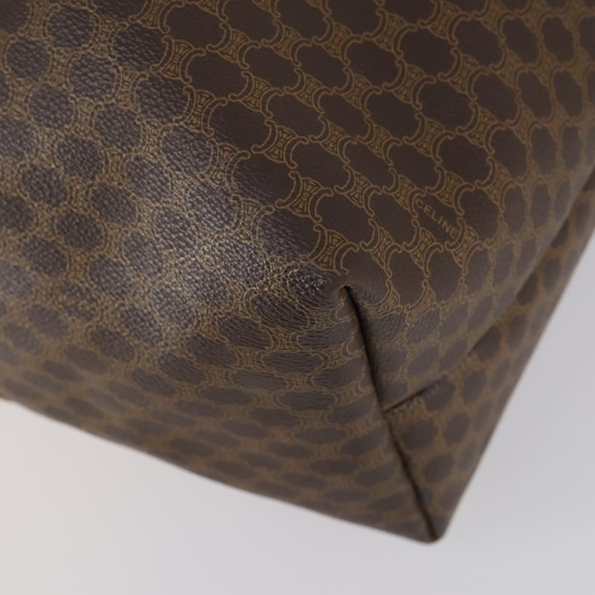 CELINE Macadam Canvas Boston Bag PVC Brown Gold Auth mr1580