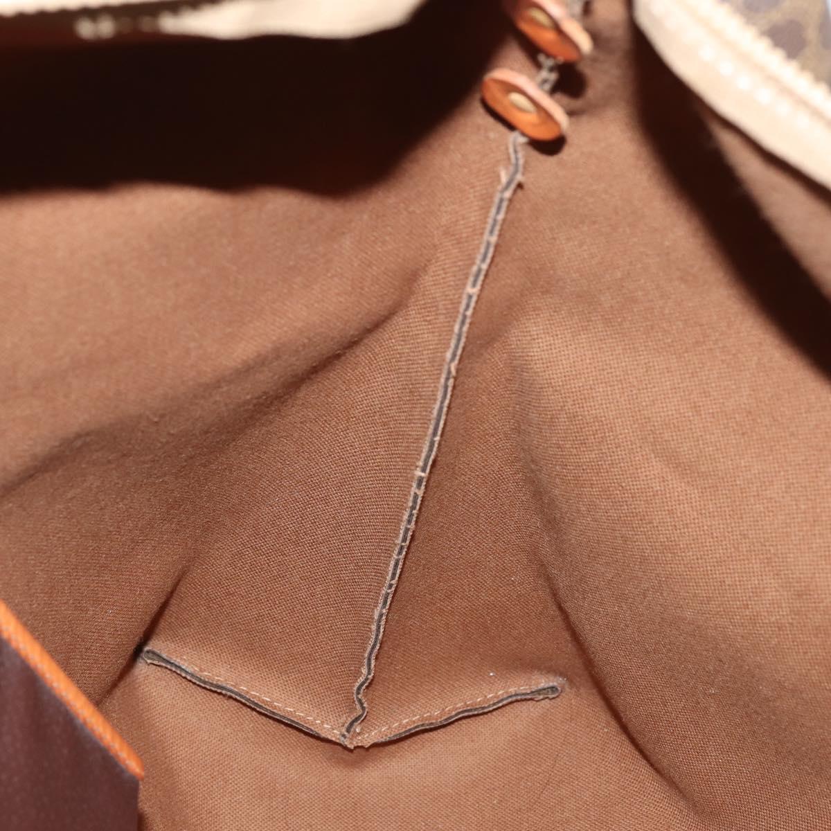 CELINE Macadam Canvas Boston Bag PVC Brown Gold Auth mr1580