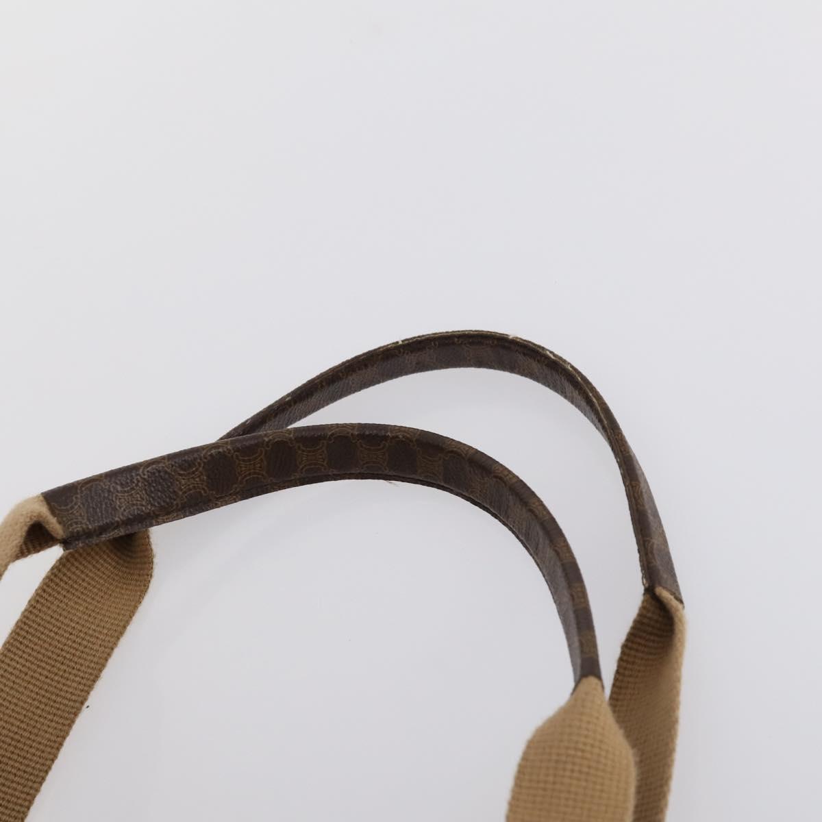 CELINE Macadam Canvas Boston Bag PVC Brown Gold Auth mr1580