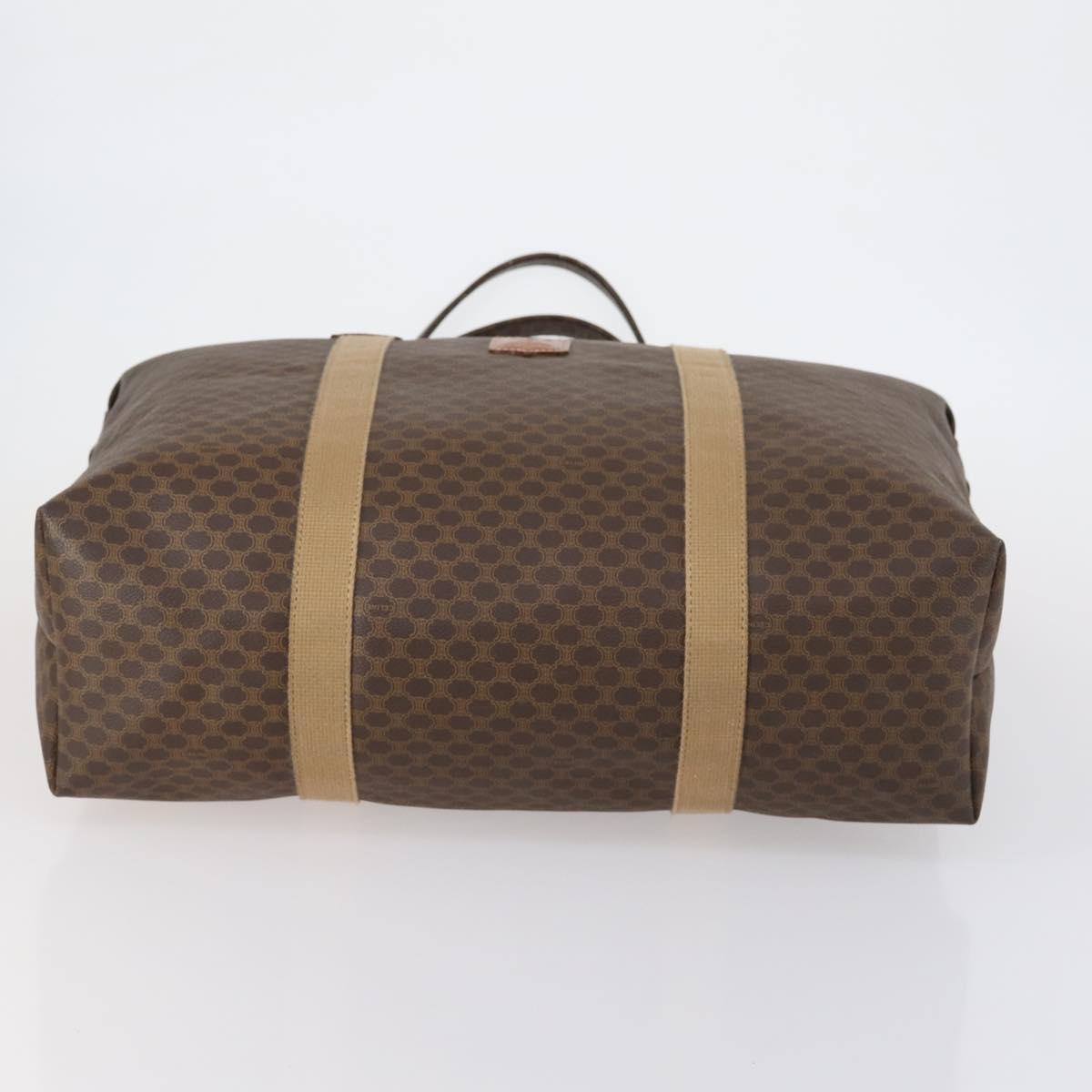 CELINE Macadam Canvas Boston Bag PVC Brown Gold Auth mr1580