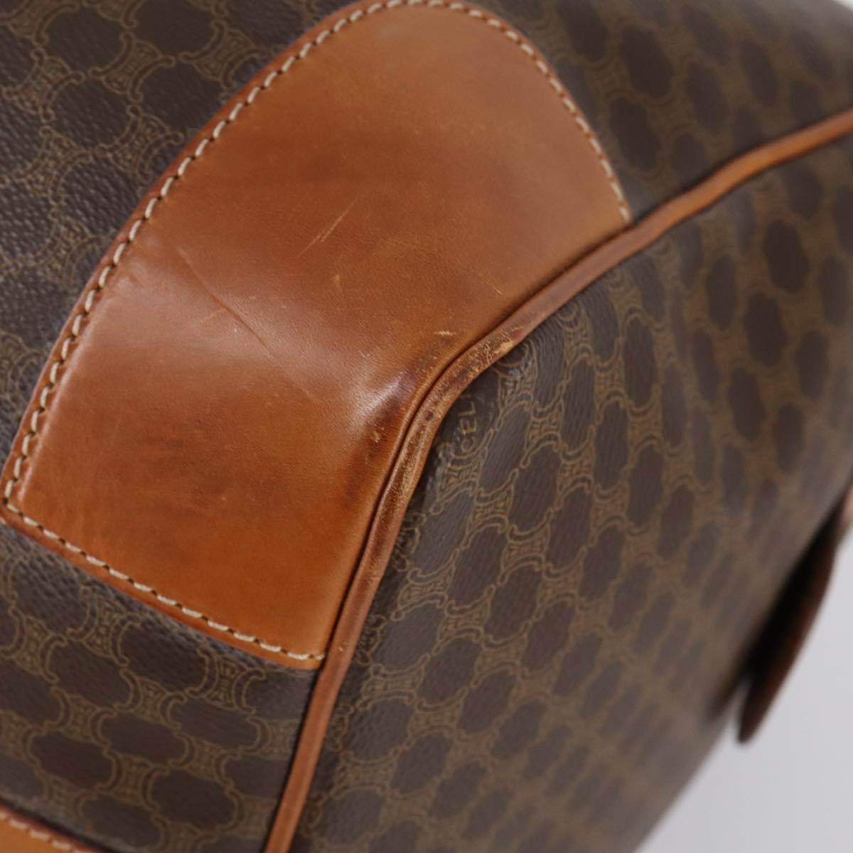 CELINE Macadam Canvas Boston Bag PVC Brown Gold Auth mr1581