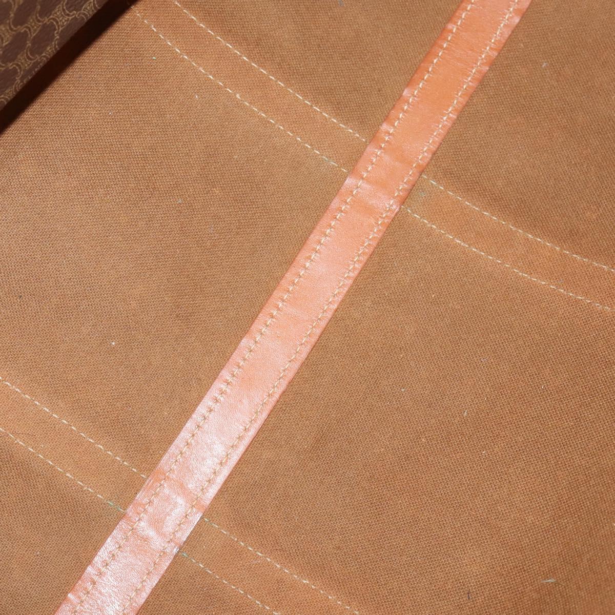 CELINE Macadam Canvas Boston Bag PVC Brown Gold Auth mr1581