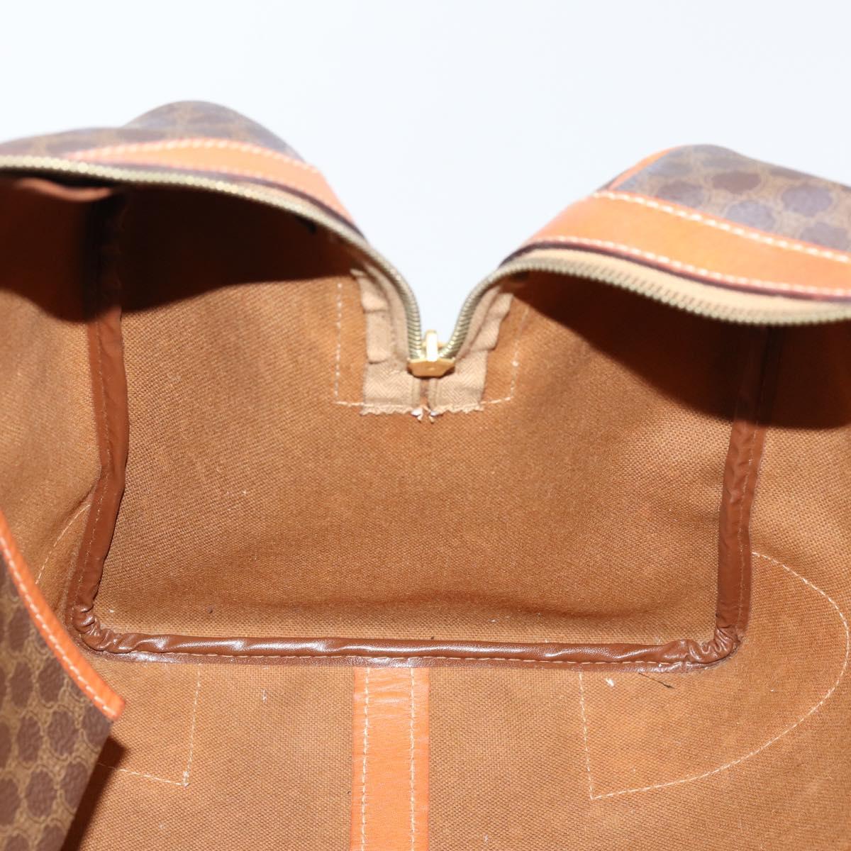 CELINE Macadam Canvas Boston Bag PVC Brown Gold Auth mr1581