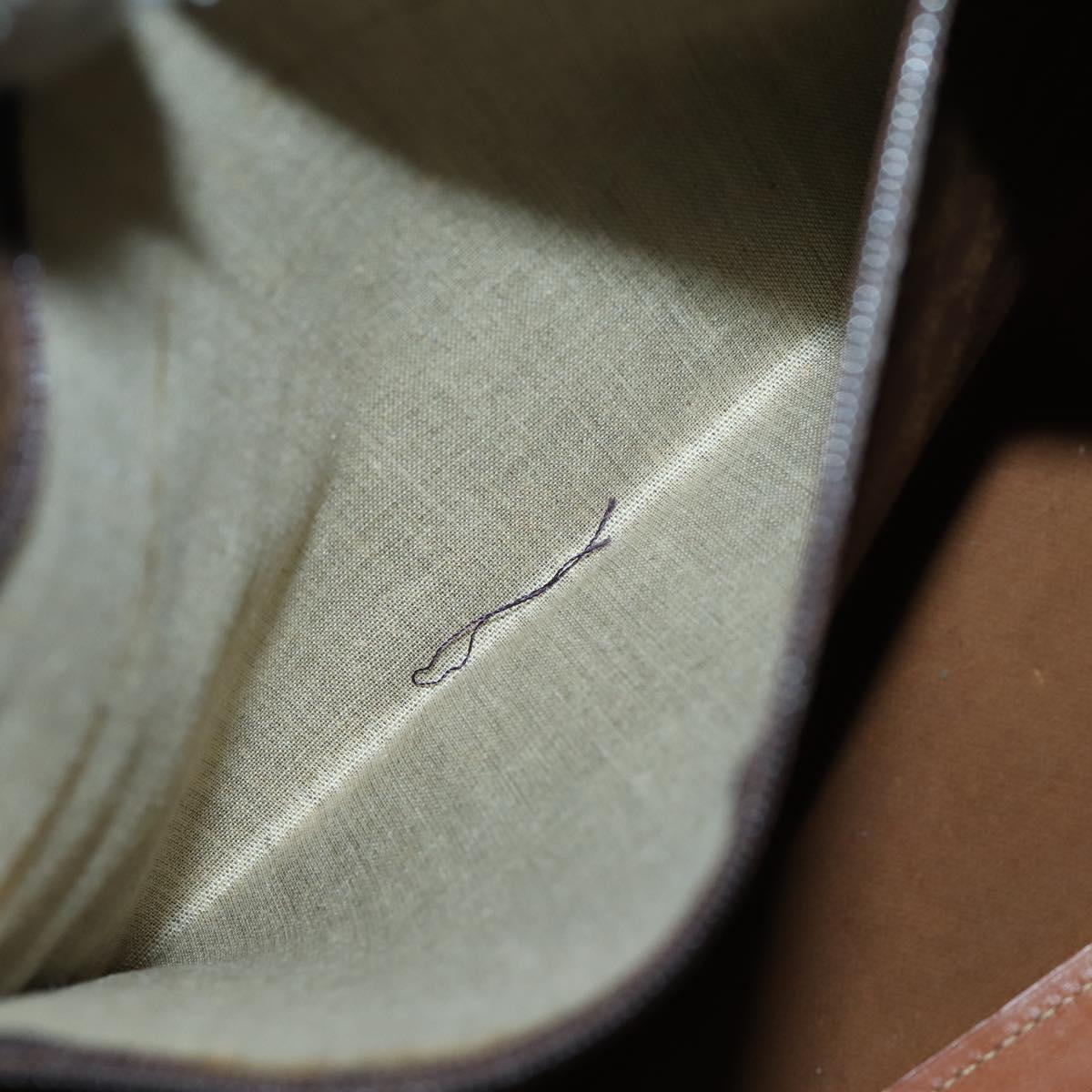 CELINE Macadam Canvas Boston Bag PVC Brown Gold Auth mr1581