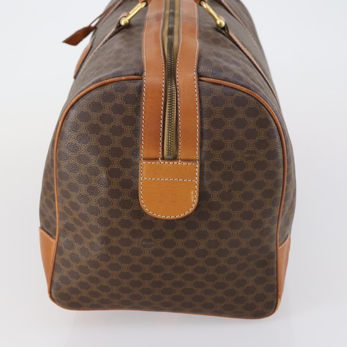 CELINE Macadam Canvas Boston Bag PVC Brown Gold Auth mr1581