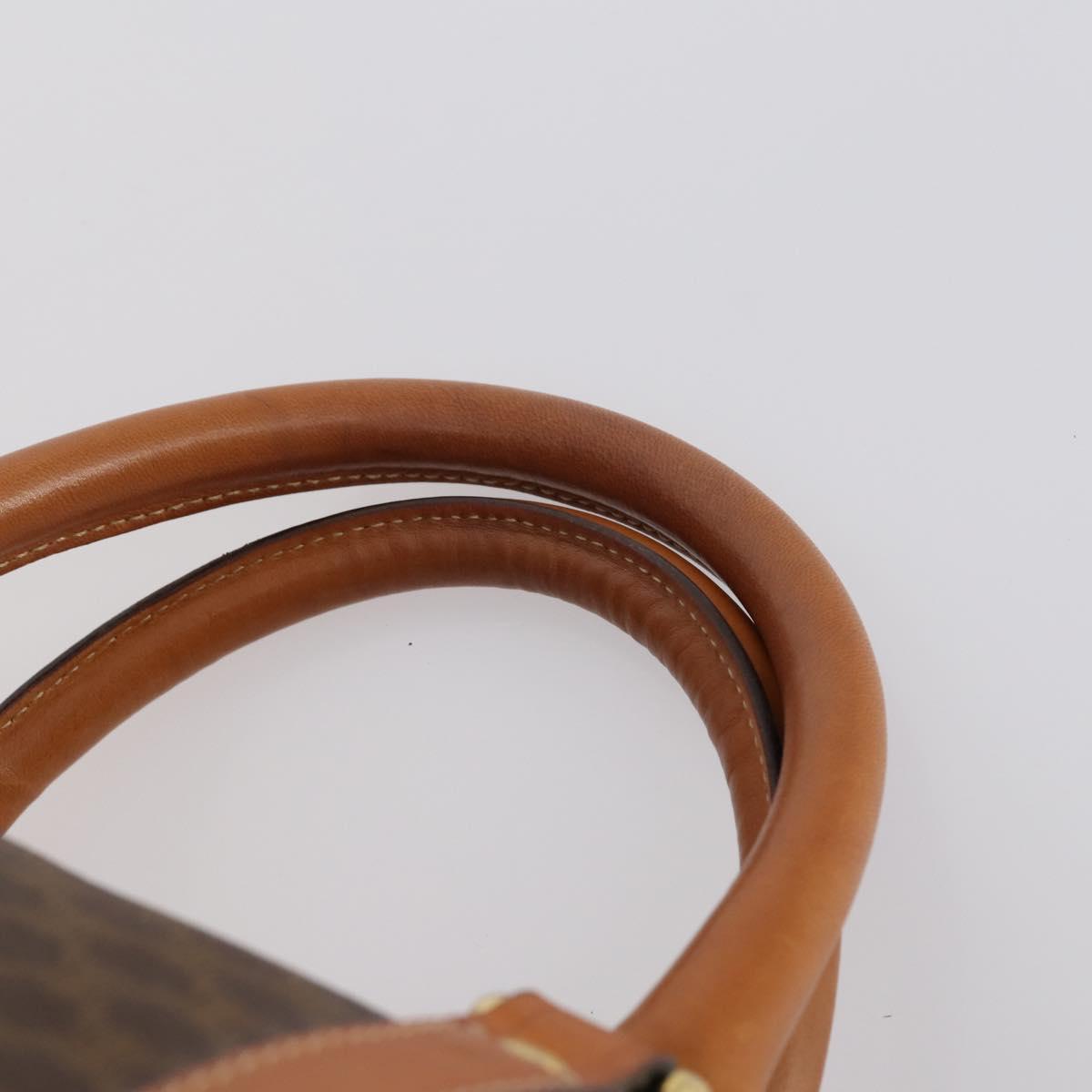 CELINE Macadam Canvas Boston Bag PVC Brown Gold Auth mr1581