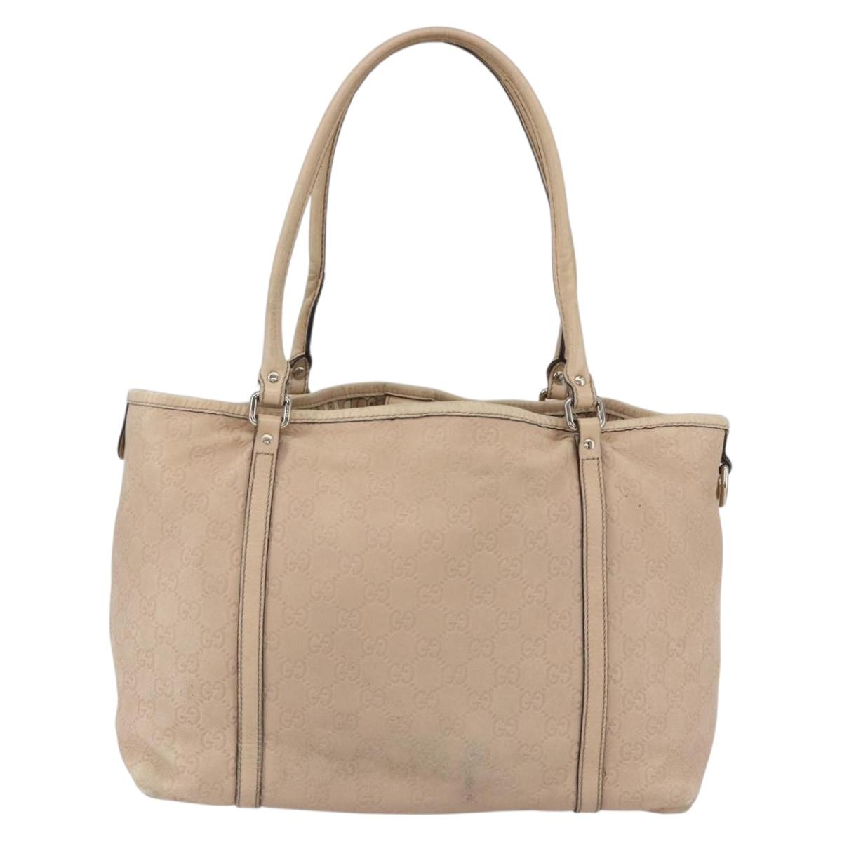 GUCCI GG Canvas Guccissima Tote Bag Leather Gold Beige pink 197953 Auth mr1583