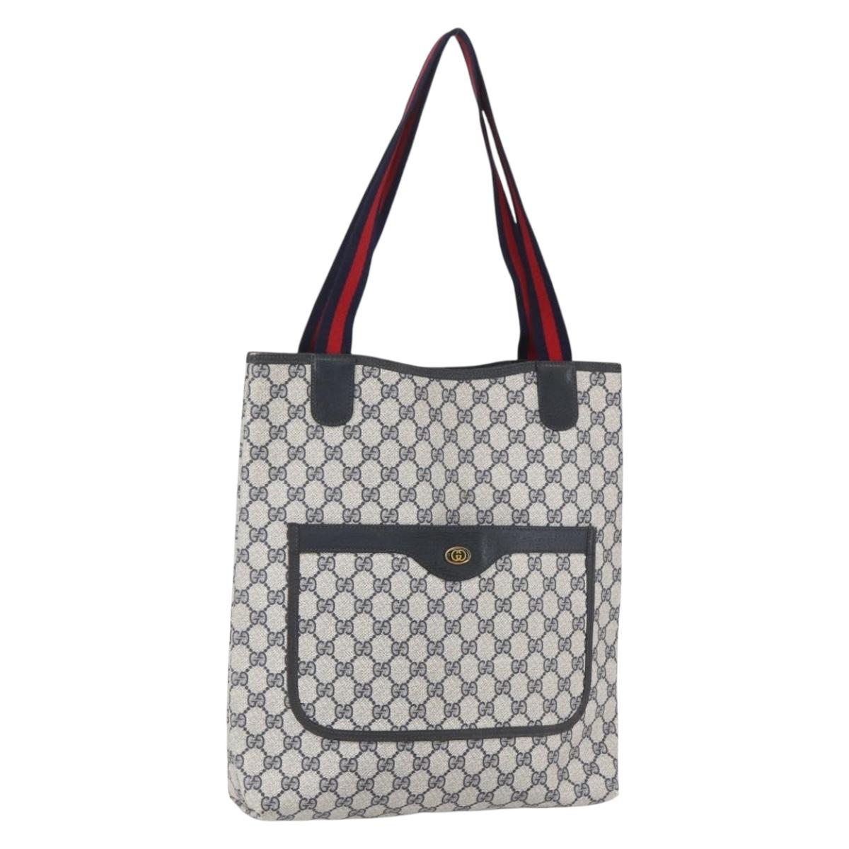 GUCCI GG Supreme Sherry Line Tote Bag PVC Navy 39 02 003 Auth mr1584