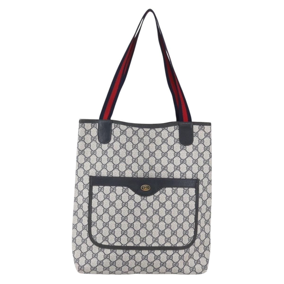 GUCCI GG Supreme Sherry Line Tote Bag PVC Navy 39 02 003 Auth mr1584
