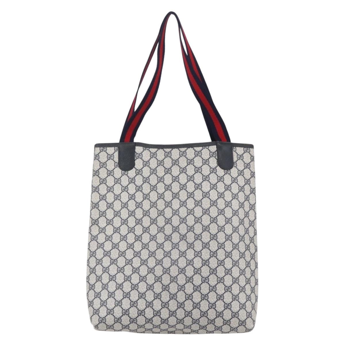 GUCCI GG Supreme Sherry Line Tote Bag PVC Navy 39 02 003 Auth mr1584