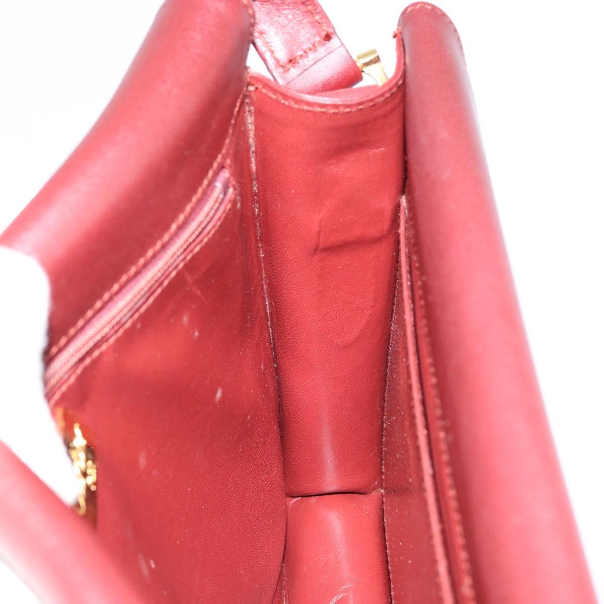 CARTIER Must Line Shoulder Bag Leather Bordeaux Gold Auth mr1585