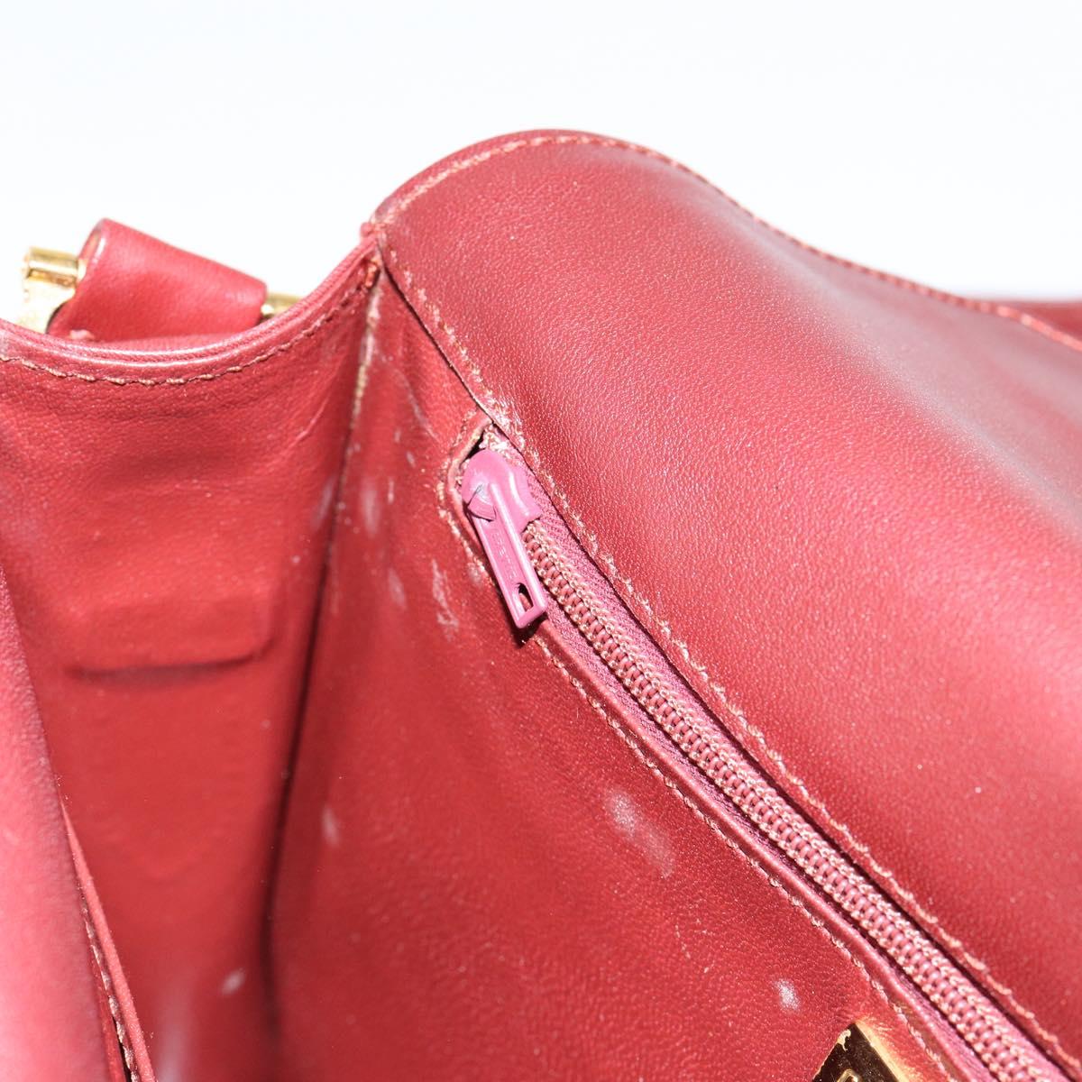 CARTIER Must Line Shoulder Bag Leather Bordeaux Gold Auth mr1585
