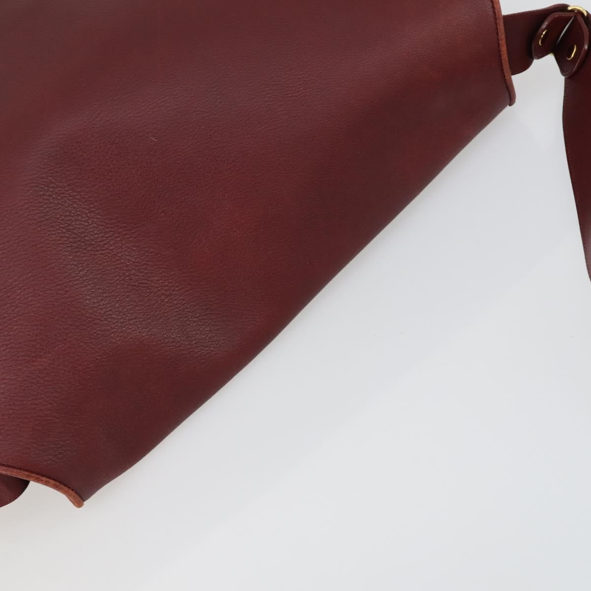 CARTIER Must Line Shoulder Bag Leather Bordeaux Gold Auth mr1590