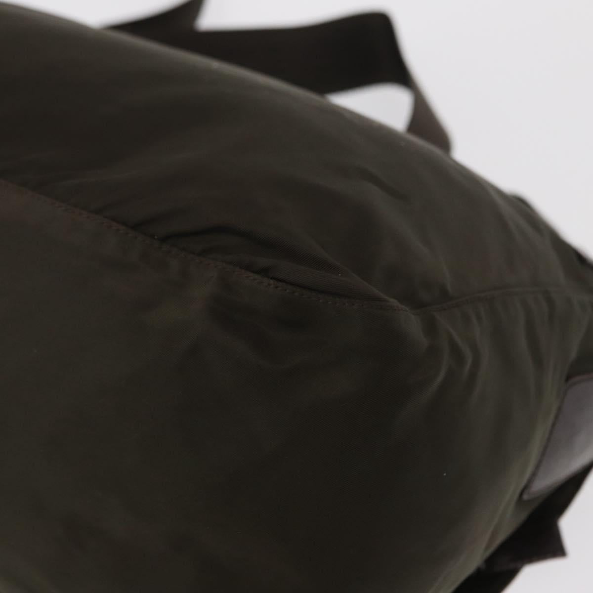 PRADA Shoulder Bag Nylon Khaki Silver Auth mr1593