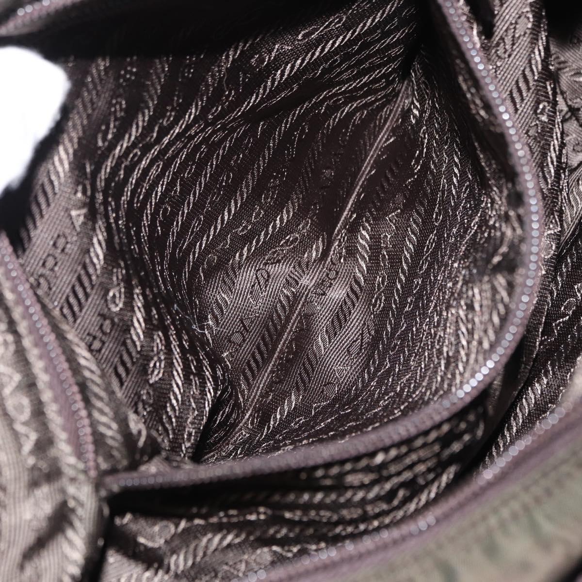 PRADA Shoulder Bag Nylon Khaki Silver Auth mr1593