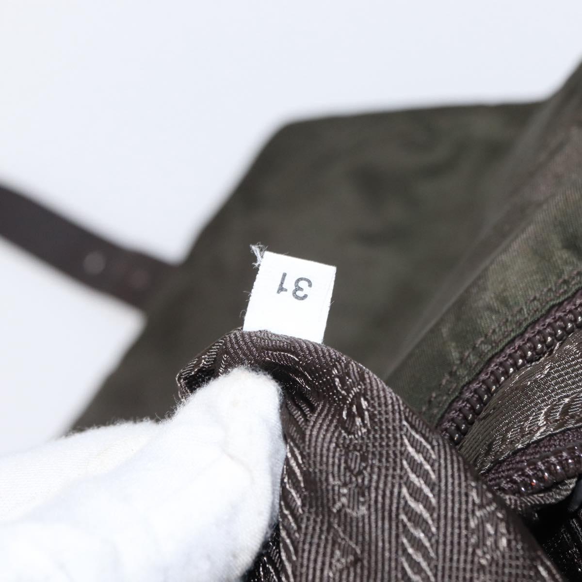 PRADA Shoulder Bag Nylon Khaki Silver Auth mr1593