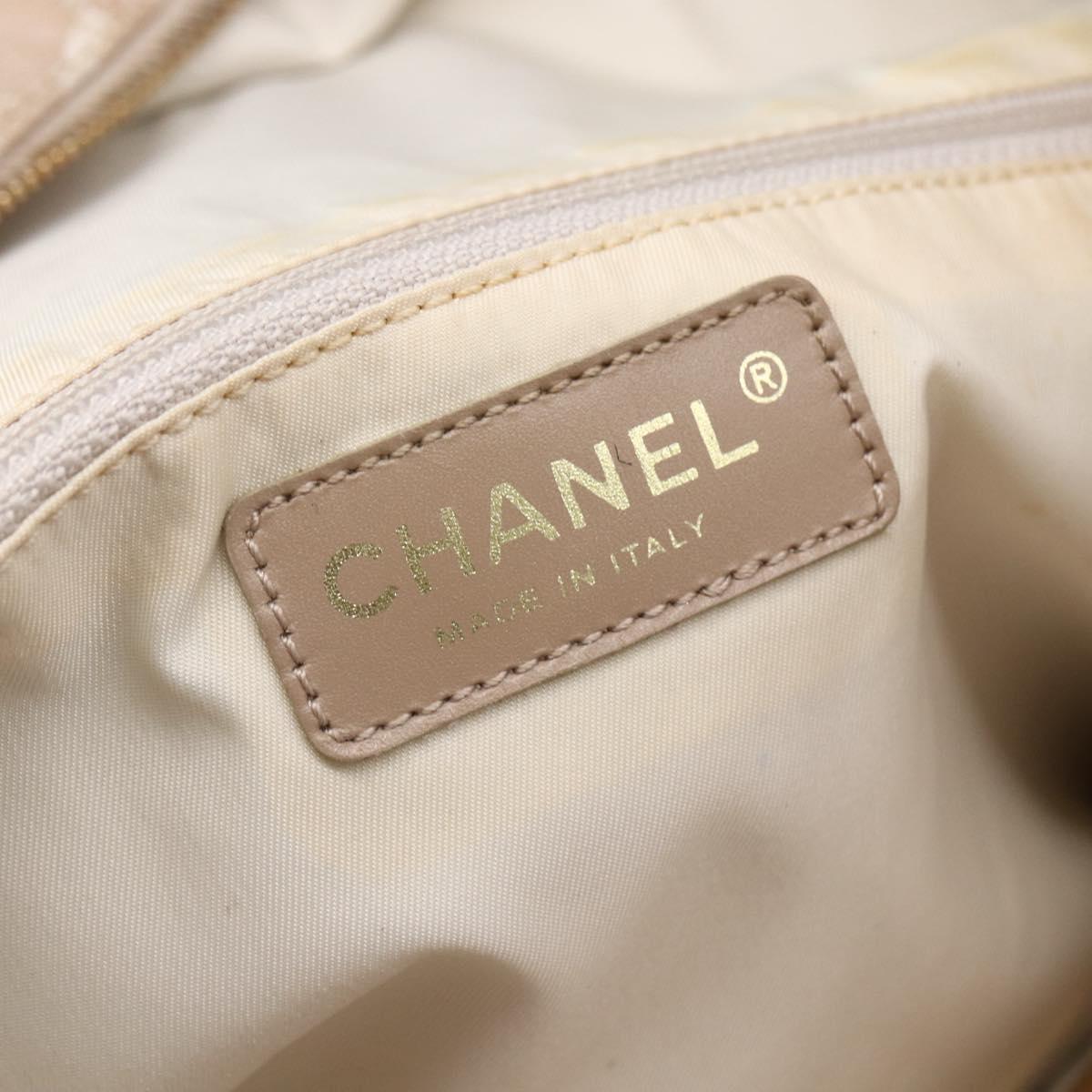 CHANEL New Travel Line Tote Bag Nylon Beige Gold CC Auth mr1594