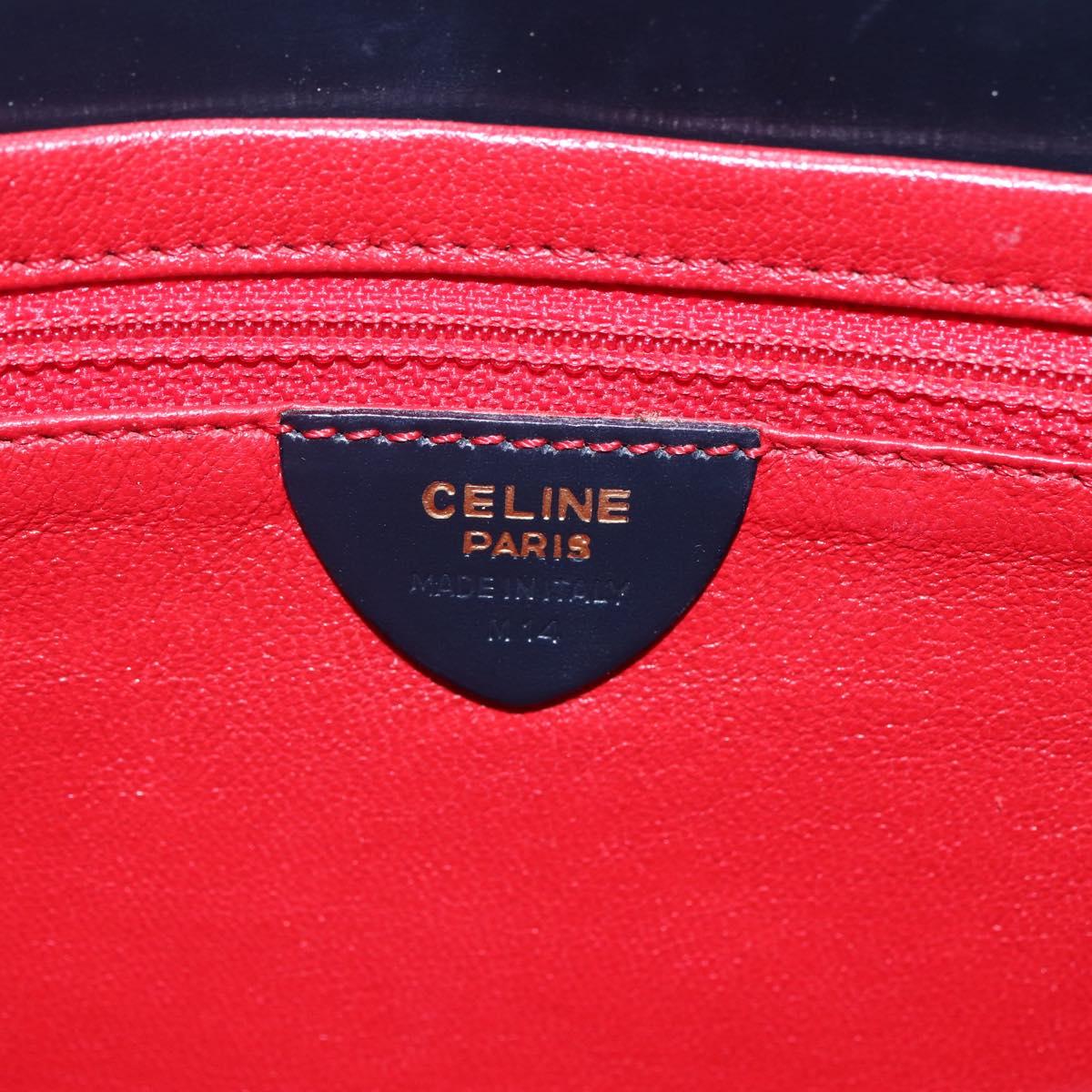 CELINE Clutch Bag Leather Black Gold Auth mr1597