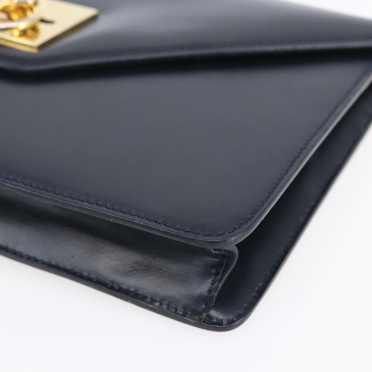 CELINE Clutch Bag Leather Black Gold Auth mr1597