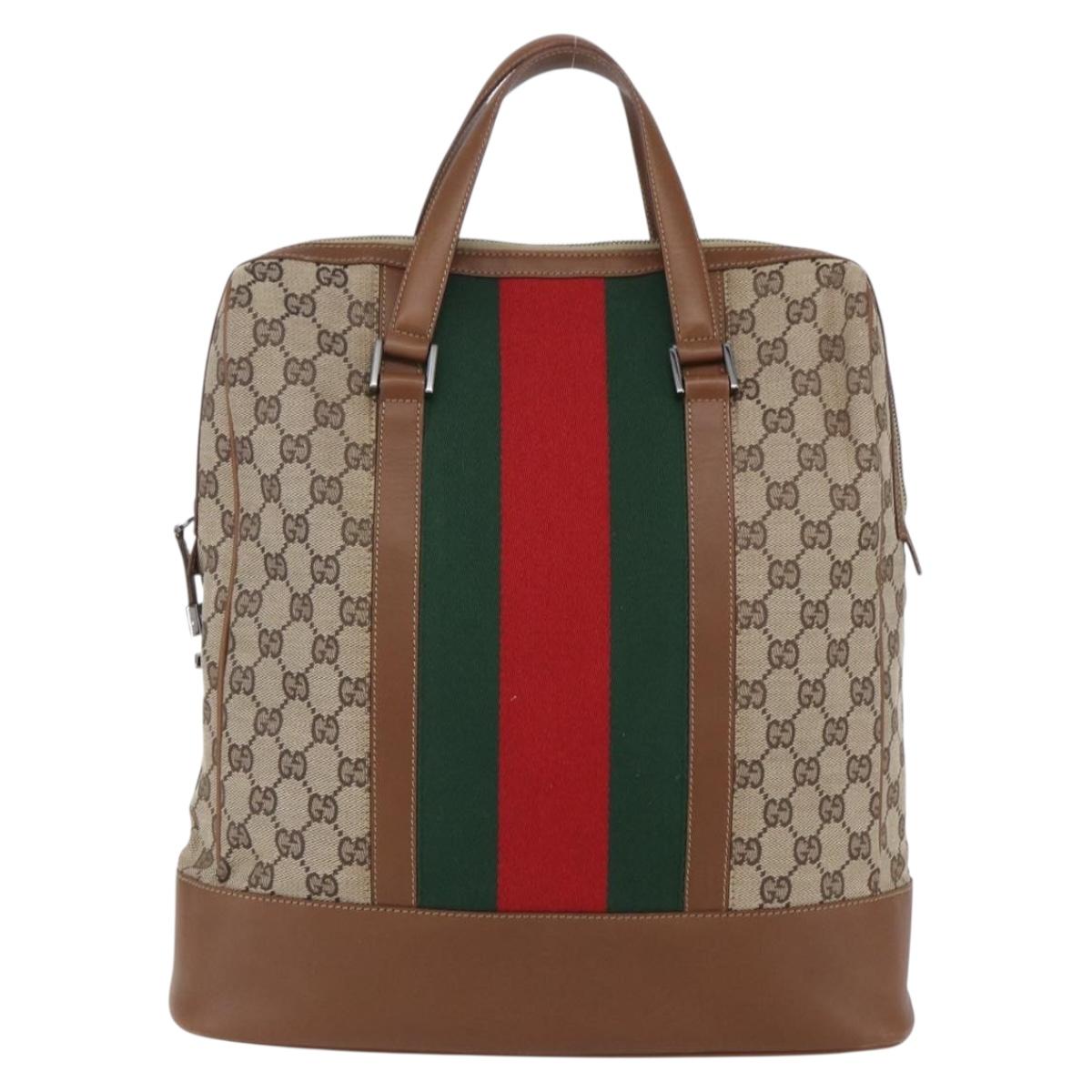 GUCCI GG Canvas Web Sherry Line special edition Hand Bag Beige Gold Auth mr1598