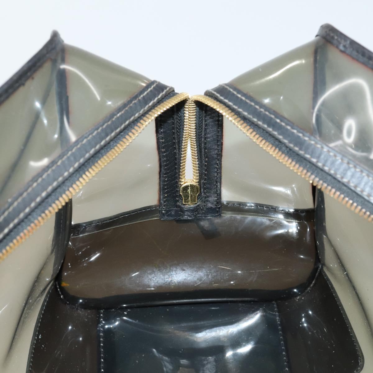 LOEWE Anagram Amazona 36 Hand Bag Vinyl Leather Black Gold Auth mr1599