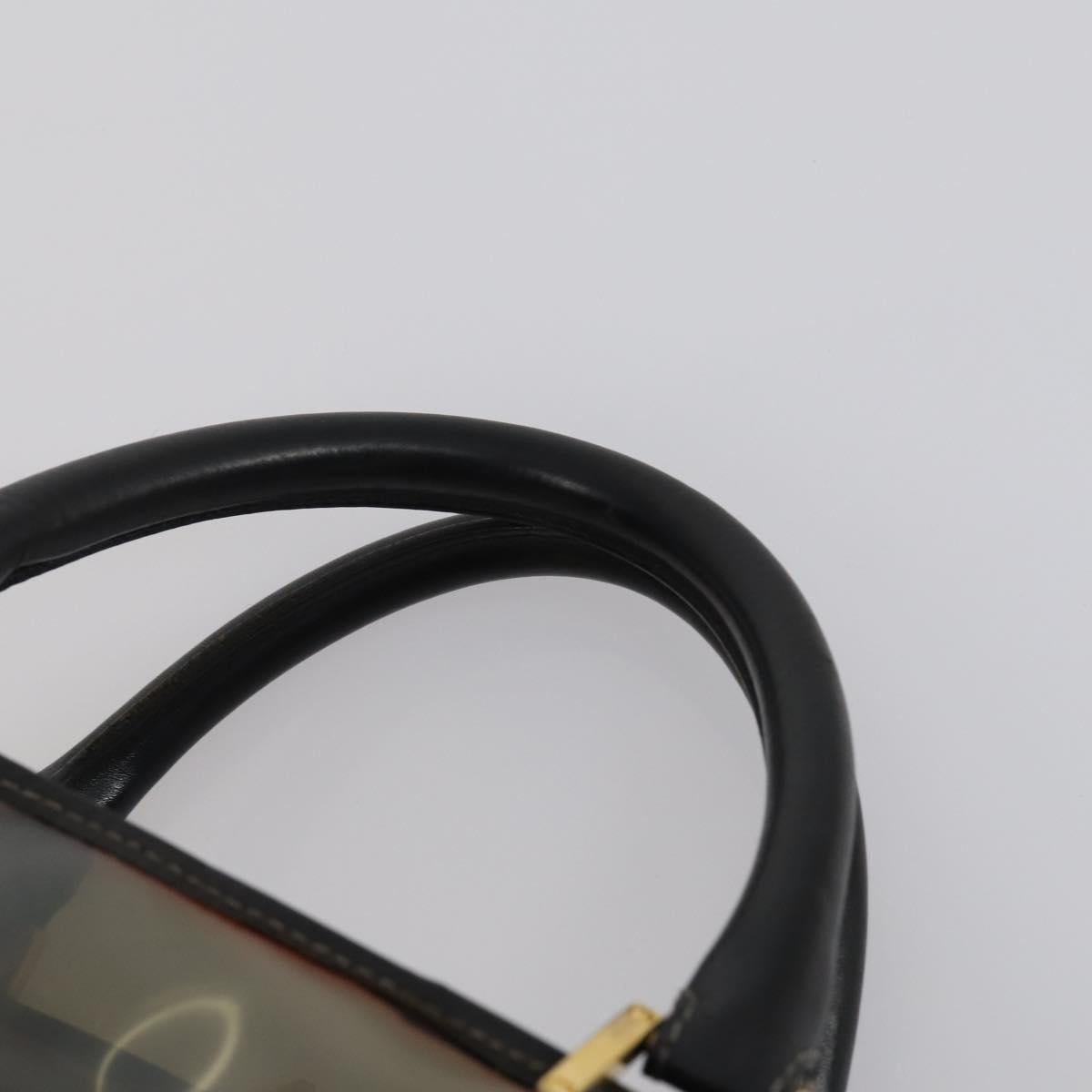 LOEWE Anagram Amazona 36 Hand Bag Vinyl Leather Black Gold Auth mr1599