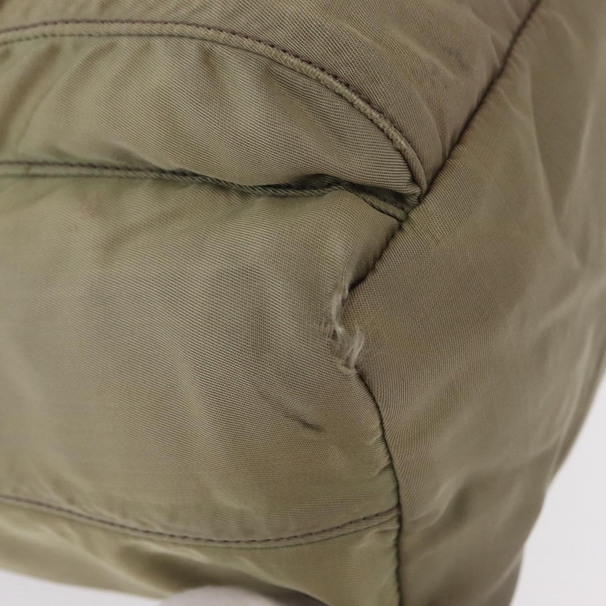 PRADA Shoulder Bag Nylon Khaki Silver Auth mr1600