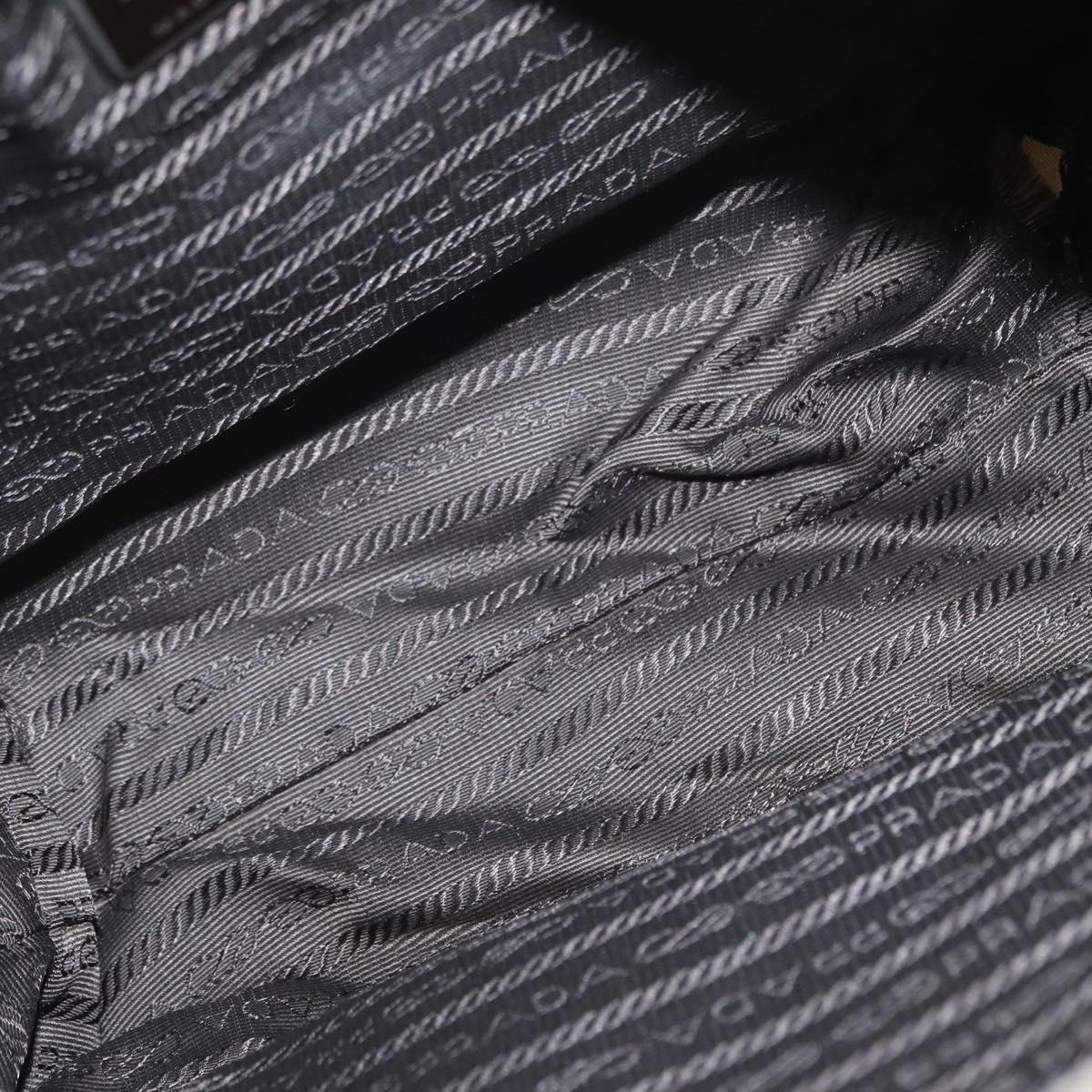 PRADA Shoulder Bag Nylon Khaki Silver Auth mr1600