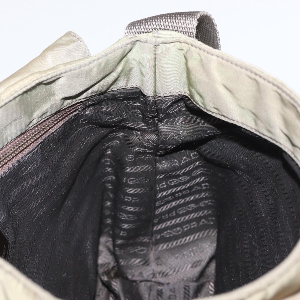 PRADA Shoulder Bag Nylon Khaki Silver Auth mr1600