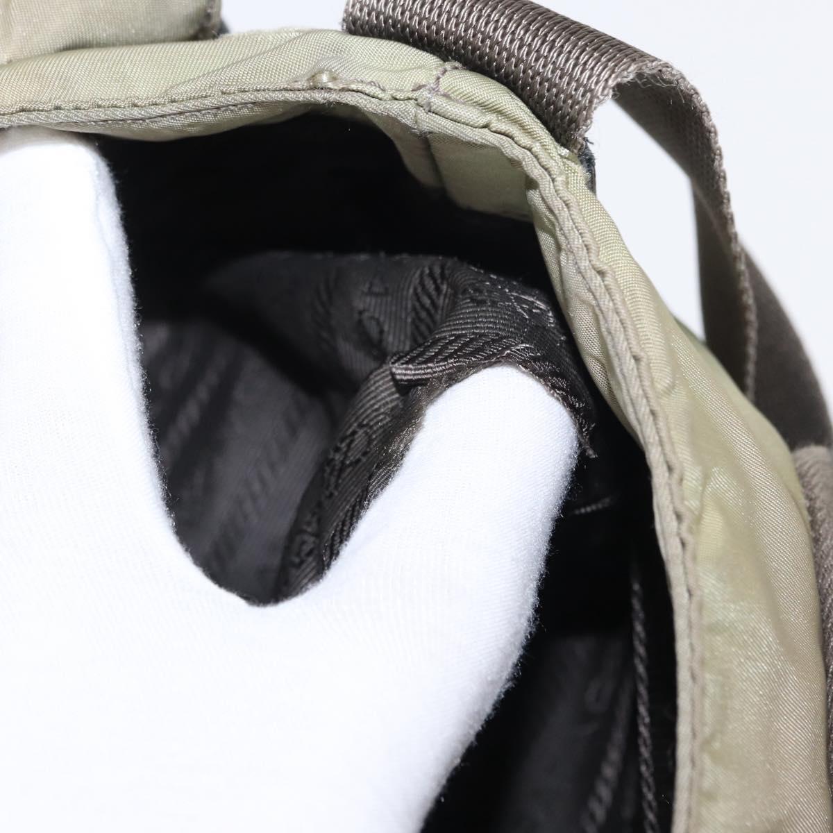 PRADA Shoulder Bag Nylon Khaki Silver Auth mr1600