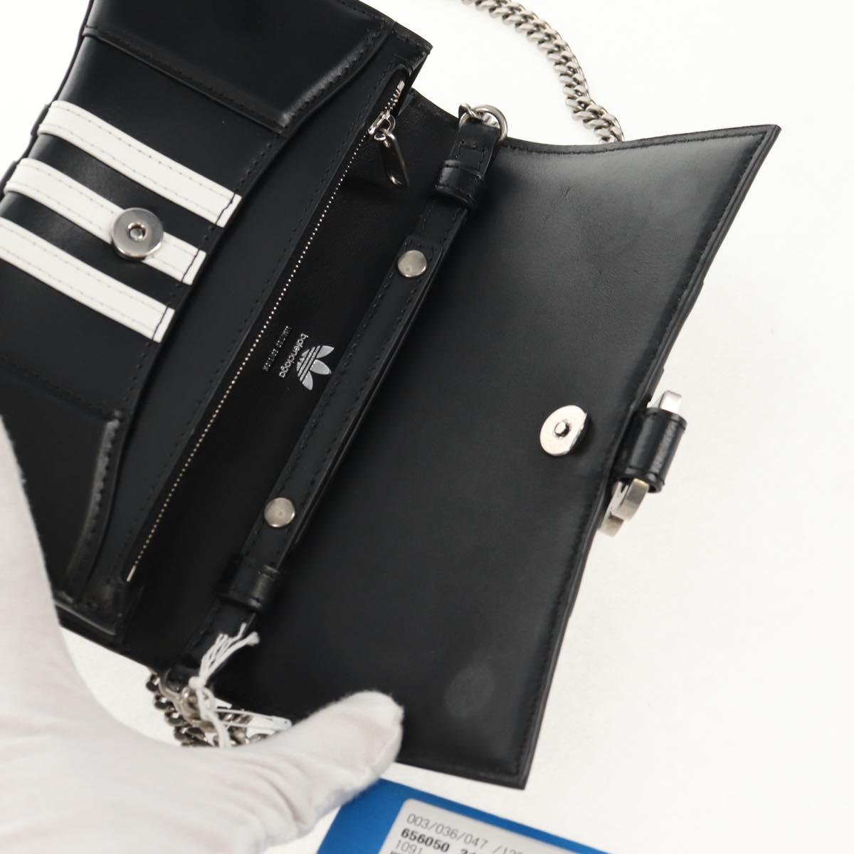 BALENCIAGA Adidas collaboration Chain Bag Leather Black 656050 Auth mr1601M